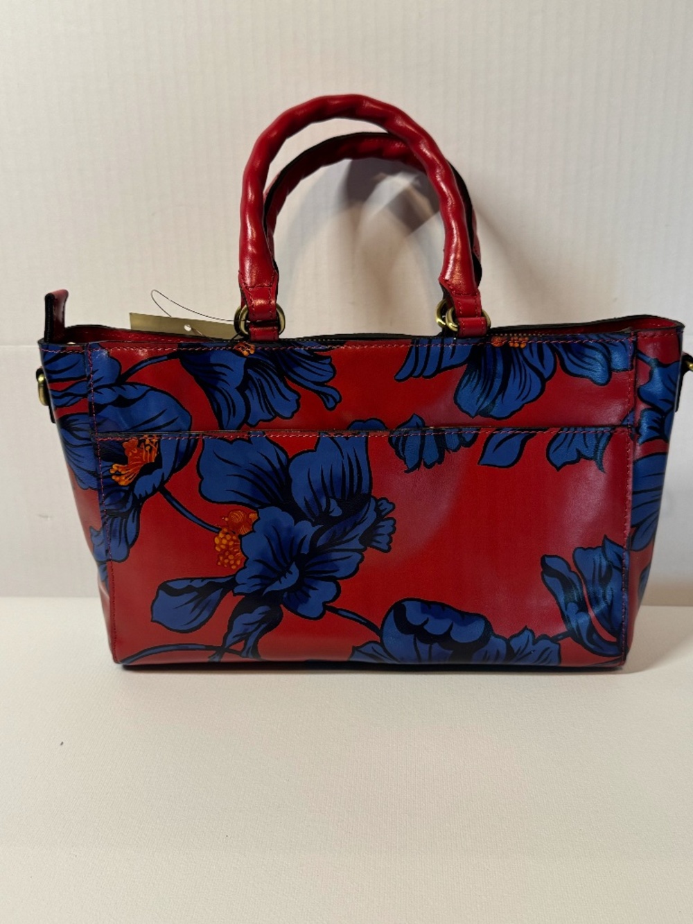 Patricia Nash Grecian Rose Red Floral Leather Satchel Crossbody with Scarf NWT